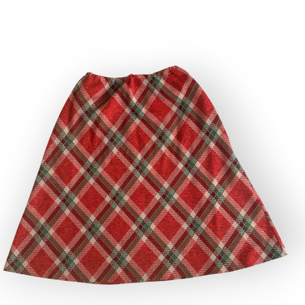 70s vintage red tartan plaid A-line skirt, small